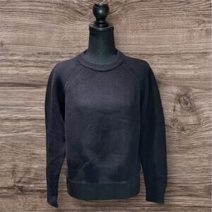 French Connection LS Cropped Black Pullover Cotton Sweater, Size L, EUC
